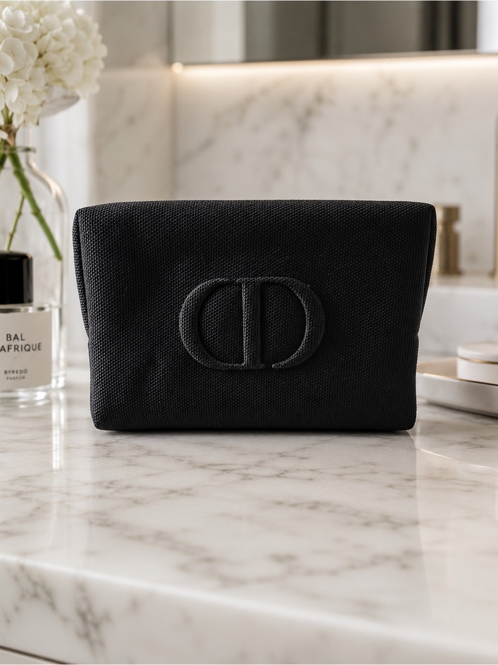 Christian Dior Black Canvas Cosmetic Trousse Pouch - BNIB
